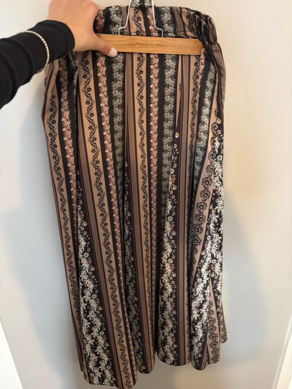 Women's Brown Patterned Maxi Skirt